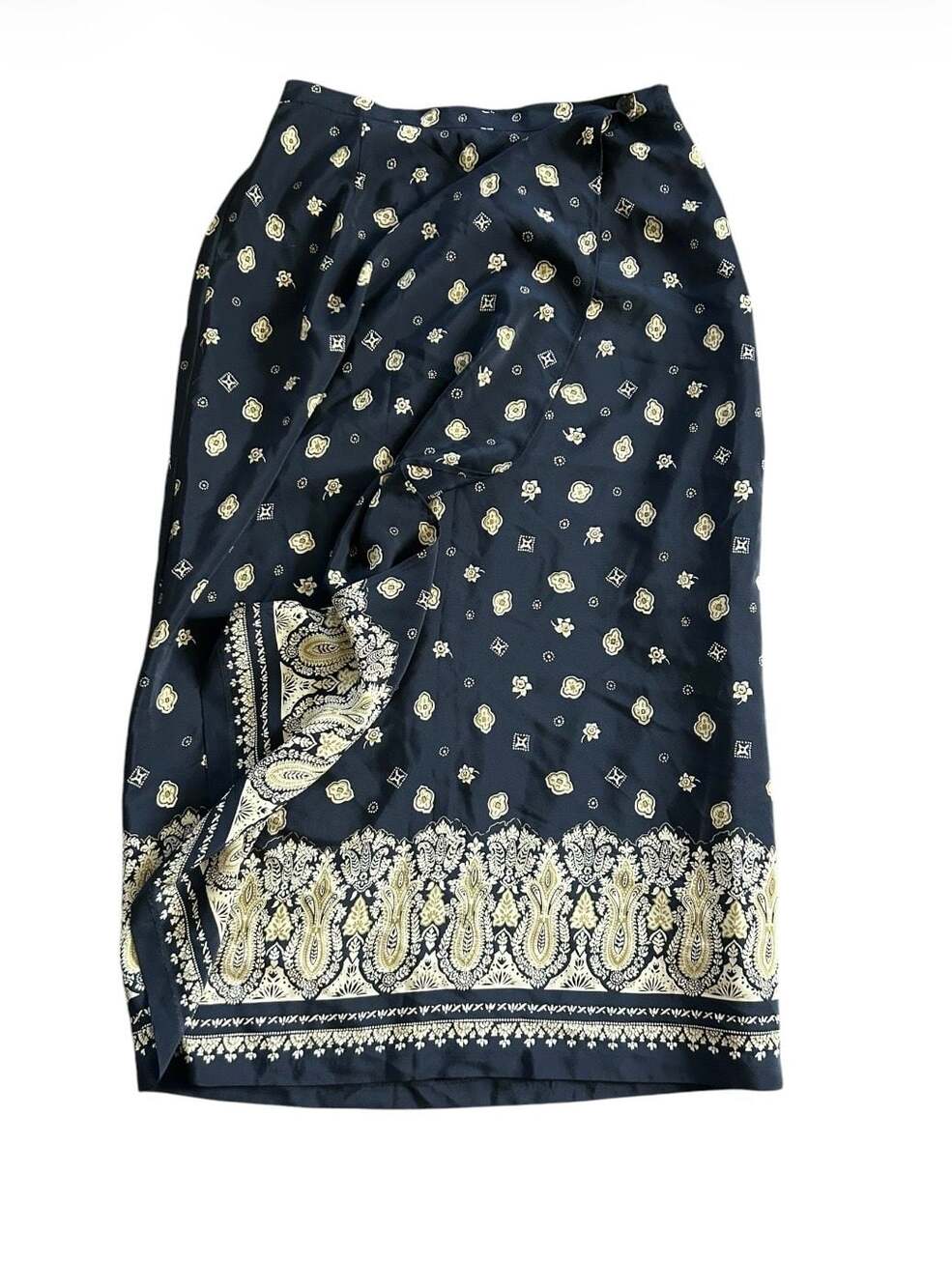 SK15332- NWT COLDWATER CREEK Womens 100% Silk Wrap Skirt Paisley Multicolor PL